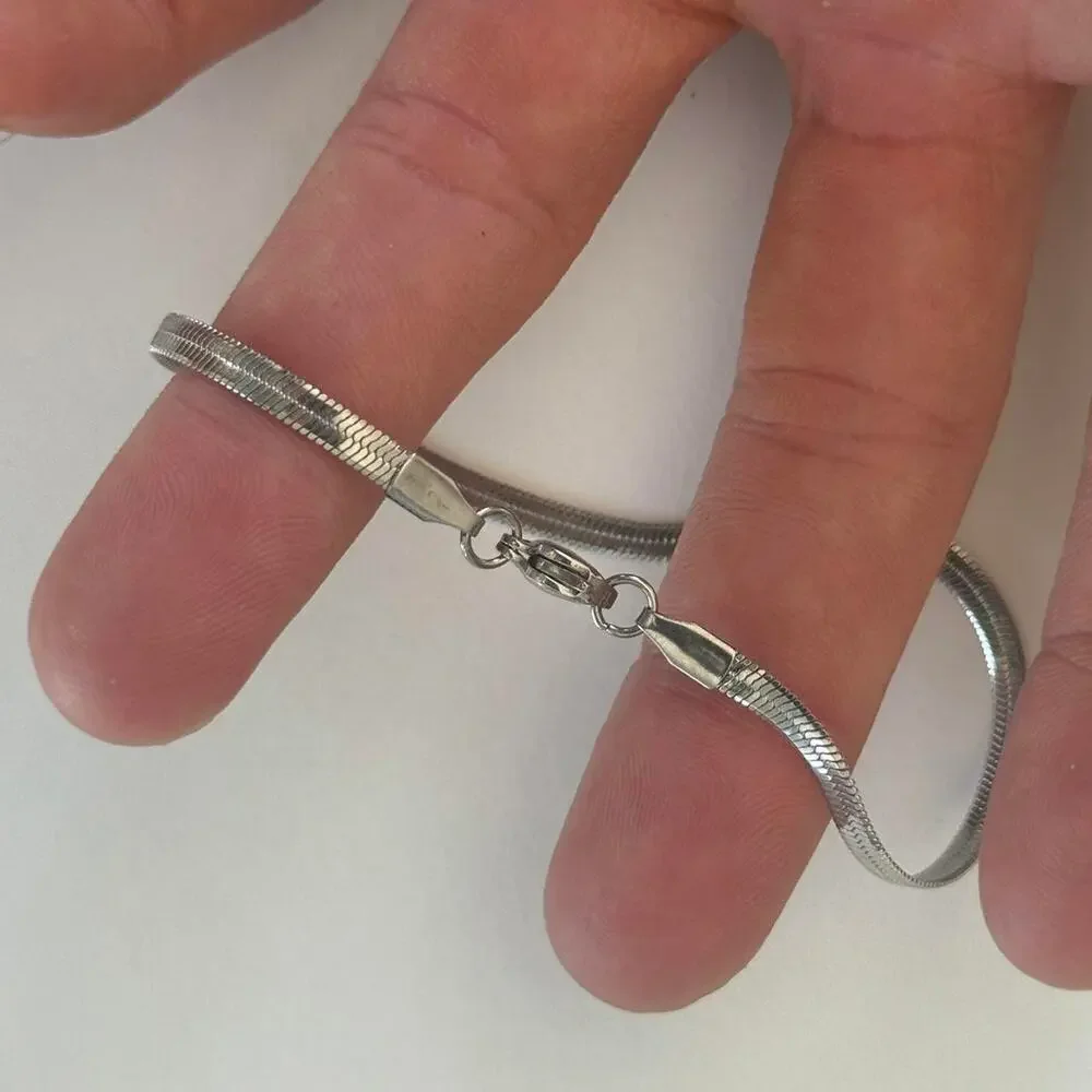 Y2K Silver Stainless Steel Snake Chain Bracelet 7